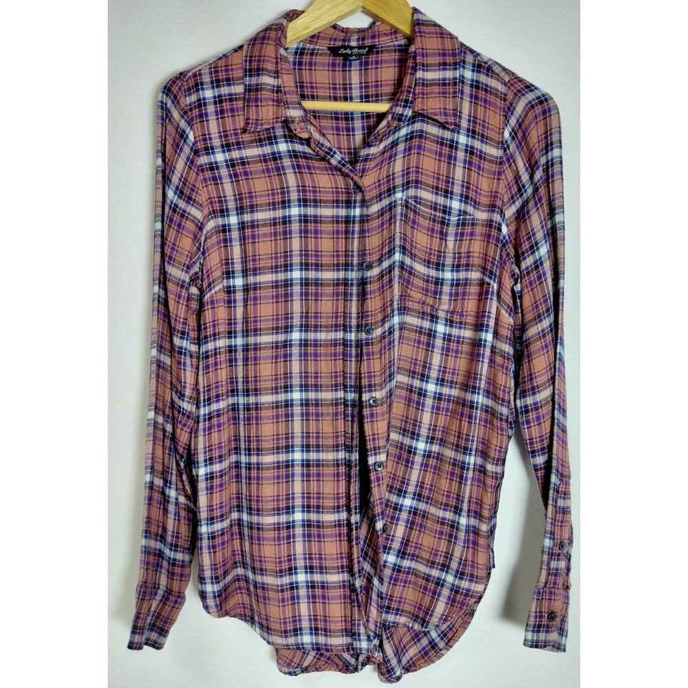 Vintage Lucky Brand EST. 1990 Plaid Button-Up Shirt Pink Size S